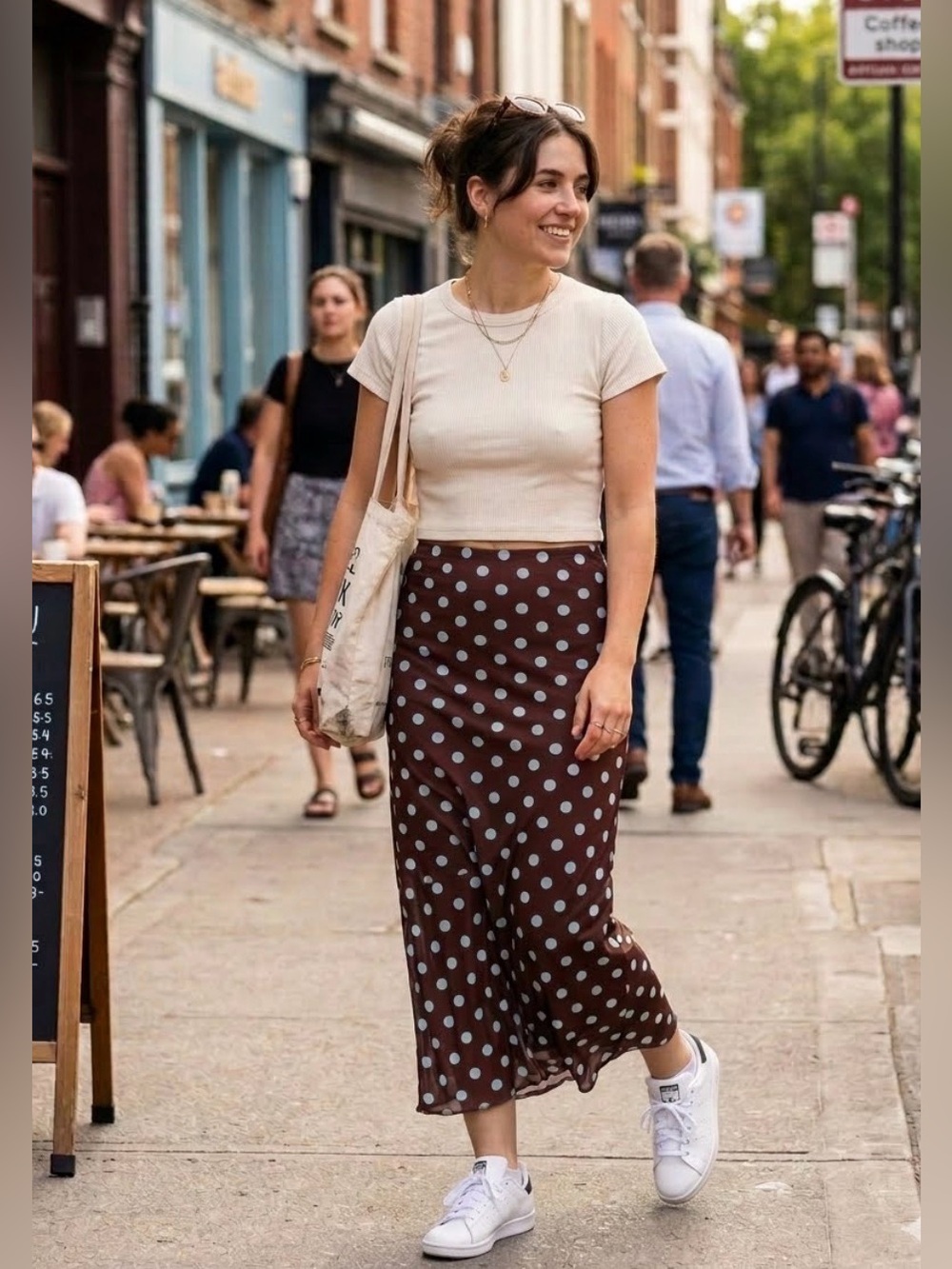 NWT See You Monday Brown Maxi Skirt with White Polka Dots size XL (Q110)